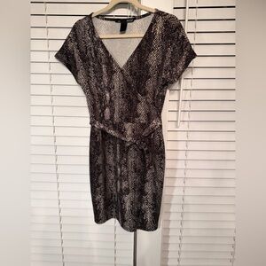 Versatile Stretch Black and Brown Snake Print Dress. Great dressed up or casual